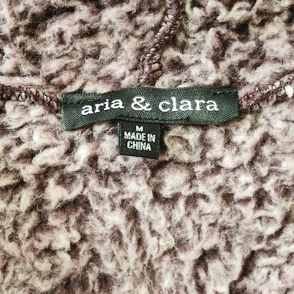 Aria & Clara Oversized Hooded Teddy Sherpa Jacket Coatigan Dk Plum Size MEDIUM - Picture 7 of 10